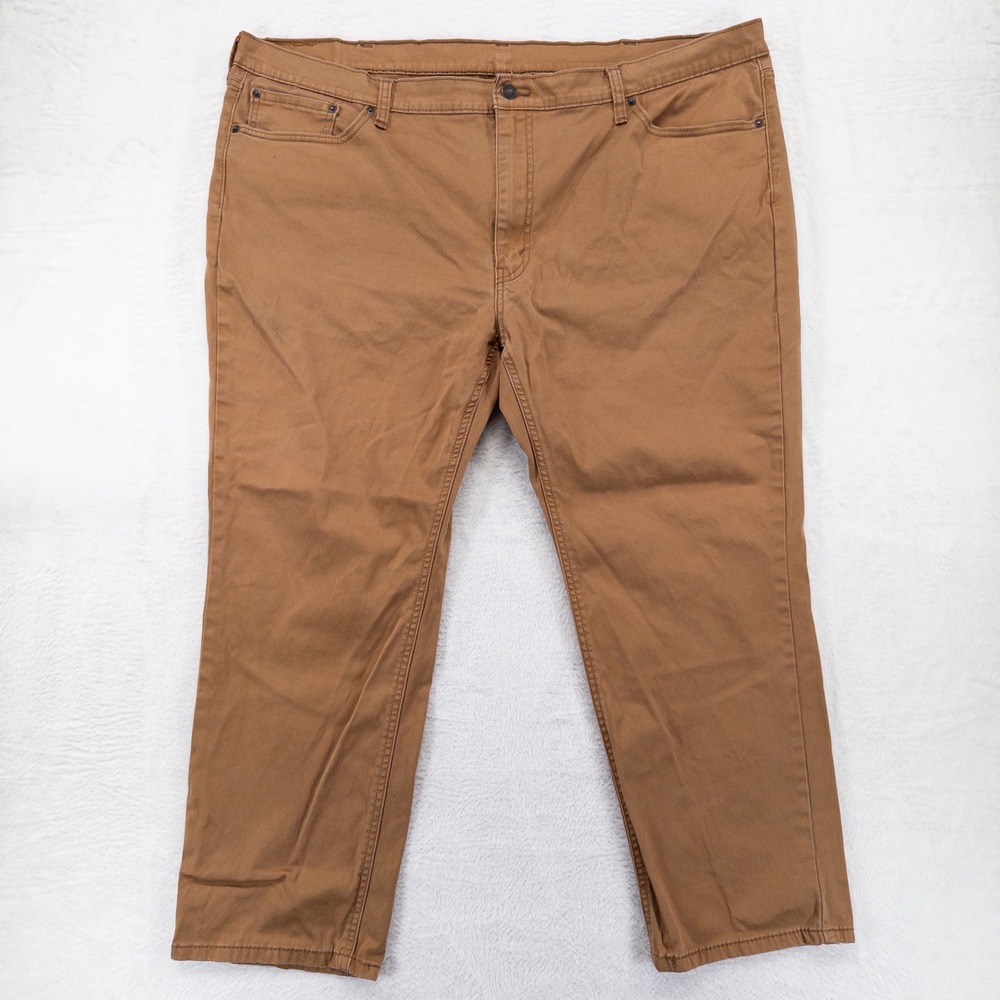 Levis Mens 541 Athletic Taper Pants 48x30 Brown Khaki Stretch Casual Chino *